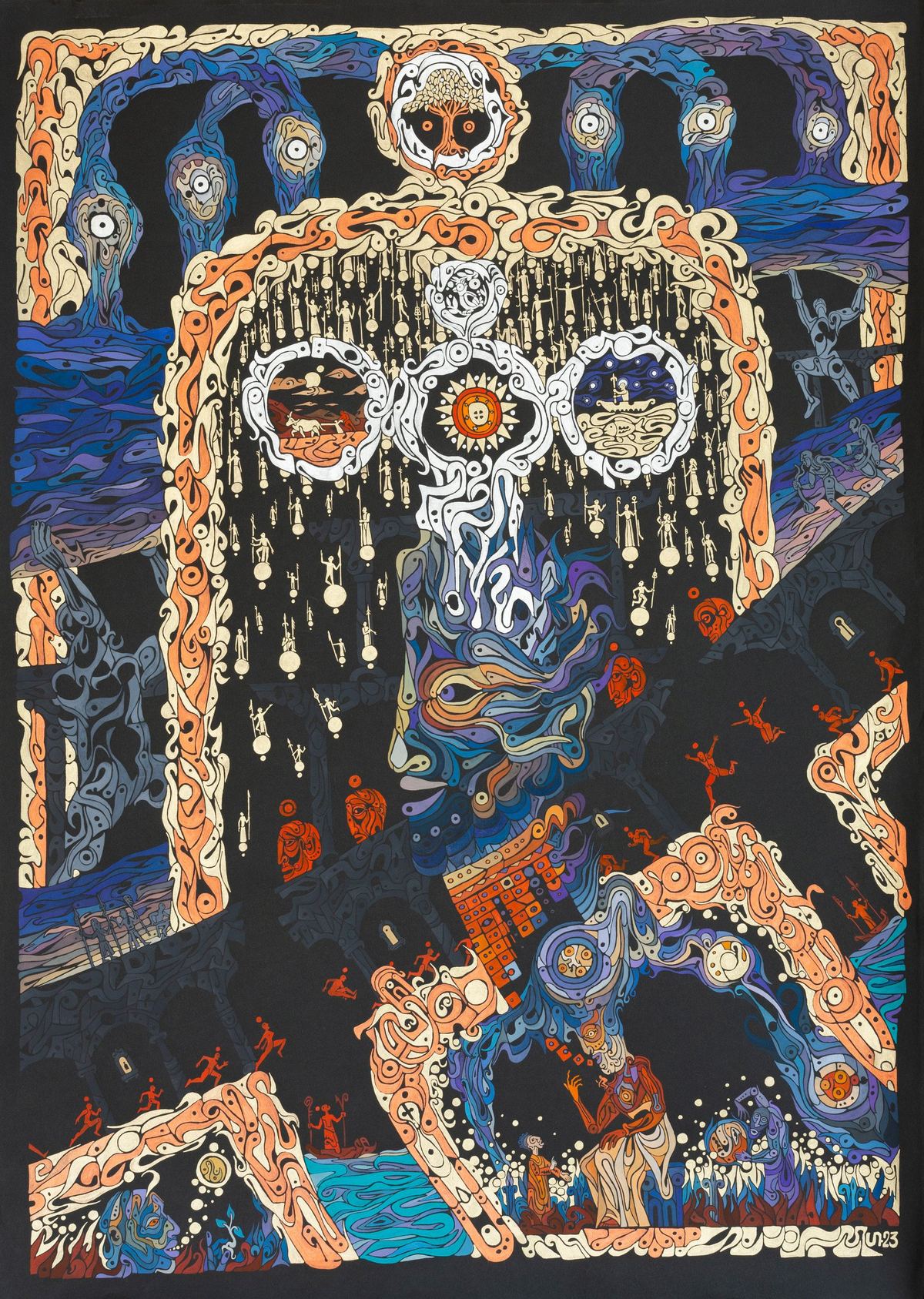 Pintura de David Sahakyants titulada «Guerreros».