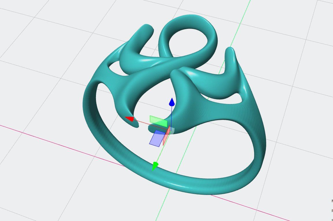 Vista de un archivo 3D de anillo preparado para imprimir el modelo maestro.